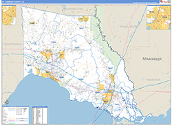 St. TammanyParish (County), LA Wall Map Zip Code Basic Style 2026